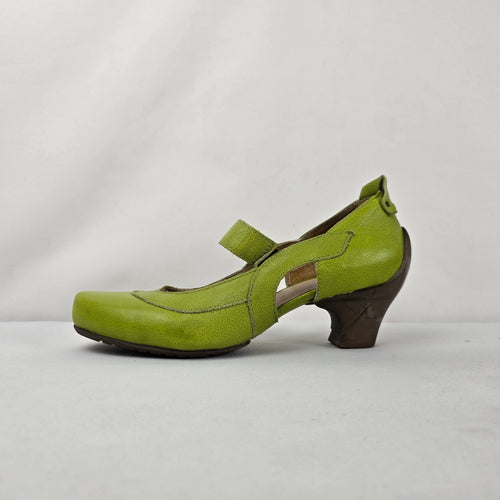 Sergio Tomani Lime Green Leather Mary Jane Cutout Heels Size 8