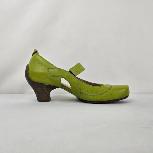 Sergio Tomani Lime Green Leather Mary Jane Cutout Heels Size 8