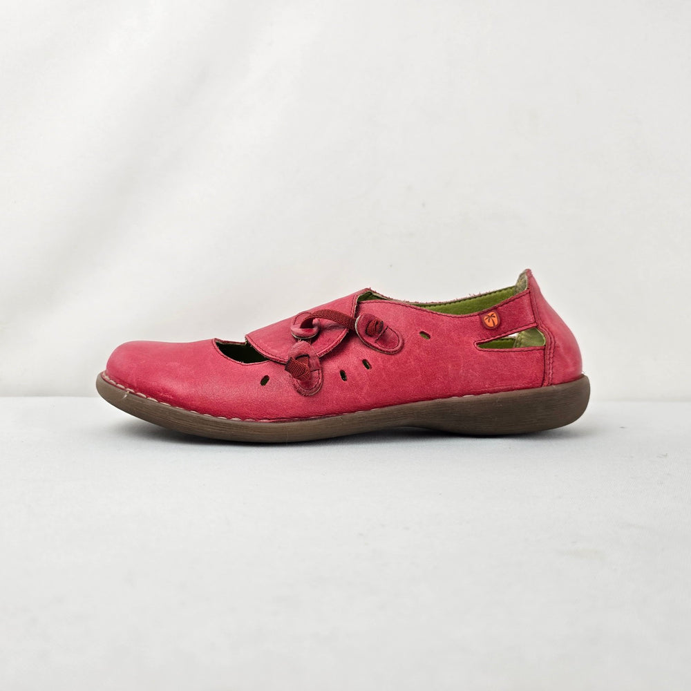 Jungla Red Leather Mary Jane Cutout Flats Size 10