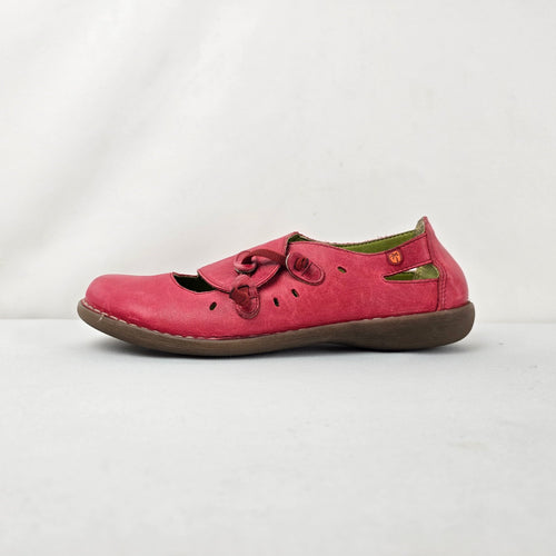 Jungla Red Leather Mary Jane Cutout Flats Size 10