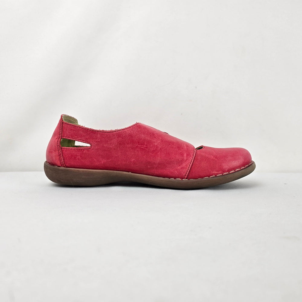 Jungla Red Leather Mary Jane Cutout Flats Size 10
