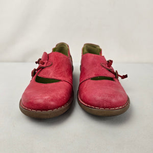 Jungla Red Leather Mary Jane Cutout Flats Size 10