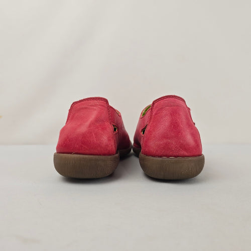 Jungla Red Leather Mary Jane Cutout Flats Size 10
