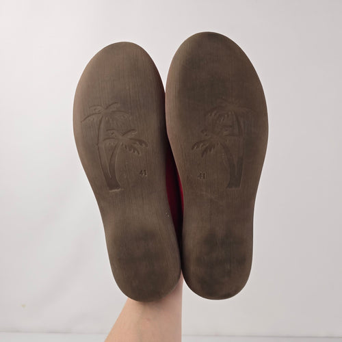 Jungla Red Leather Mary Jane Cutout Flats Size 10