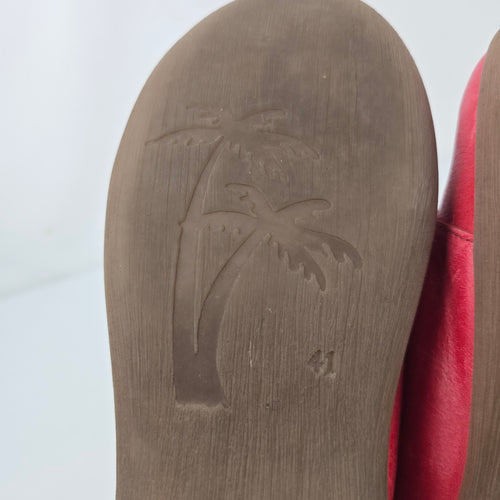 Jungla Red Leather Mary Jane Cutout Flats Size 10