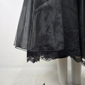 Vintage Black Tulle Lace Trim Empire Waist Formal Aline Maxi Evening Dress - Size M