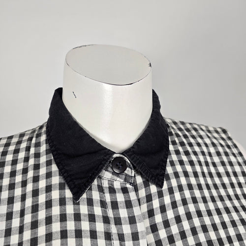Vintage Cotton Pickers Black & White Gingham Bow Sleeveless Midi Dress Size M