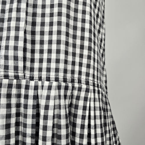 Vintage Cotton Pickers Black & White Gingham Bow Sleeveless Midi Dress Size M