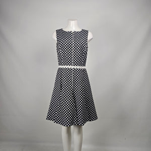 Karl Lagerfeld Paris Black White Polka Dot Fit & Flare Dress Size 10