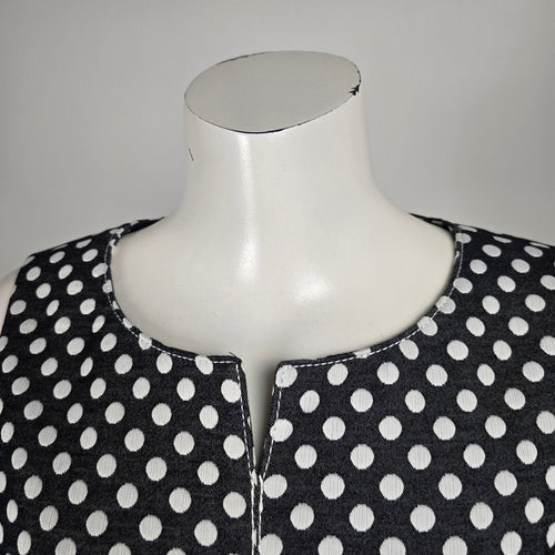 Karl Lagerfeld Paris Black White Polka Dot Fit & Flare Dress Size 10
