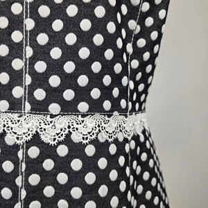 Karl Lagerfeld Paris Black White Polka Dot Fit & Flare Dress Size 10