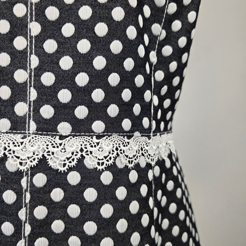 Karl Lagerfeld Paris Black White Polka Dot Fit & Flare Dress Size 10