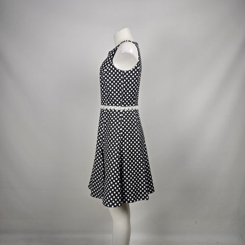 Karl Lagerfeld Paris Black White Polka Dot Fit & Flare Dress Size 10