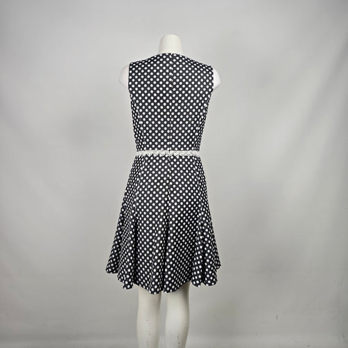 Karl Lagerfeld Paris Black White Polka Dot Fit & Flare Dress Size 10