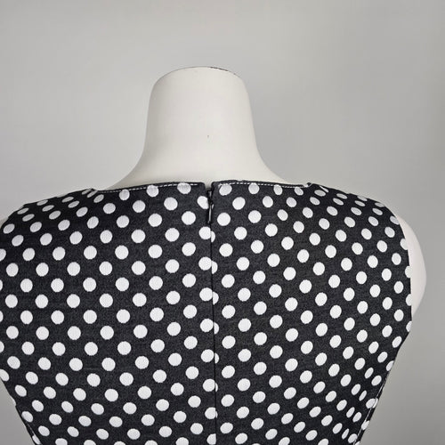 Karl Lagerfeld Paris Black White Polka Dot Fit & Flare Dress Size 10