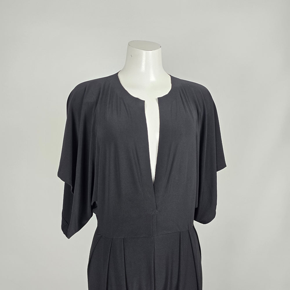 Norma Kamali Black Dolman Sleeve Plunging V-Neck Jumpsuit Size S