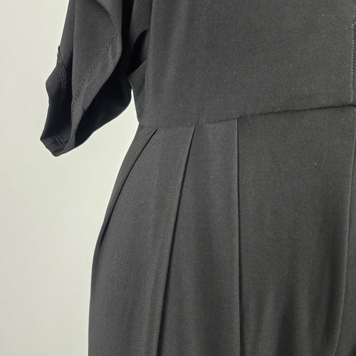 Norma Kamali Black Dolman Sleeve Plunging V-Neck Jumpsuit Size S