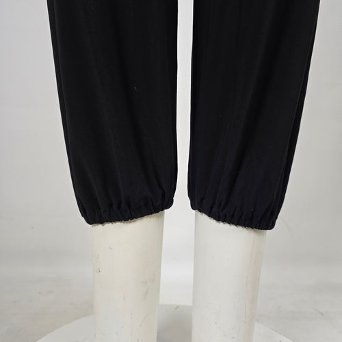 Norma Kamali Black Dolman Sleeve Plunging V-Neck Jumpsuit Size S