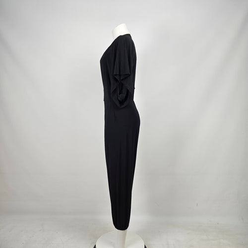 Norma Kamali Black Dolman Sleeve Plunging V-Neck Jumpsuit Size S