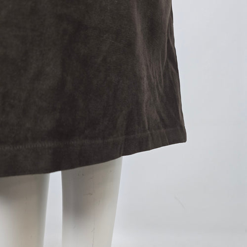 Vintage 90s PINION Brown Faux Suede Pinafore Jumper Maxi Dress Size 9