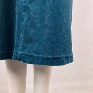 Vintage Vanity Fair Floral Embroidered Teal Velour Zip Front Robe Housecoat - Size M