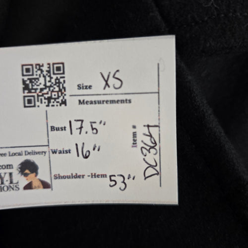 Le Château Black Wool Blend Long Fitted Coat Size XS