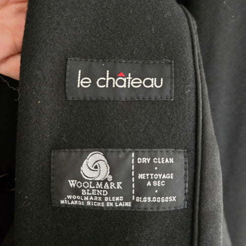 Le Château Black Wool Blend Long Fitted Coat Size XS