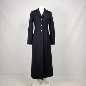 Le Château Black Wool Blend Long Fitted Coat Size XS