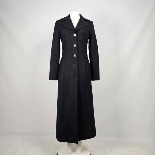Le Château Black Wool Blend Long Fitted Coat Size XS