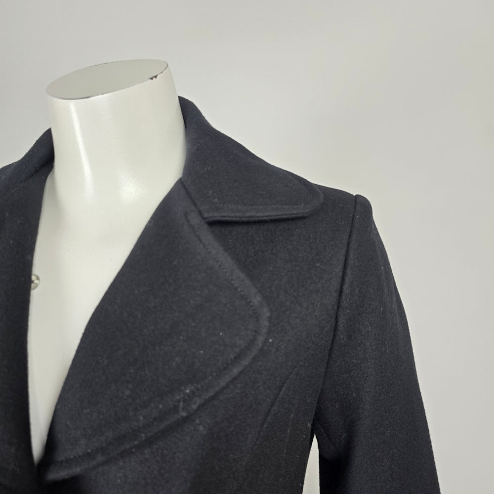 Le Château Black Wool Blend Long Fitted Coat Size XS