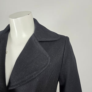Le Château Black Wool Blend Long Fitted Coat Size XS
