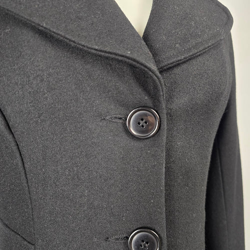 Le Château Black Wool Blend Long Fitted Coat Size XS
