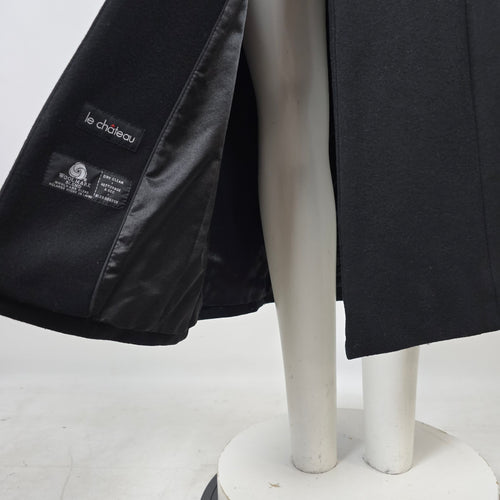 Le Château Black Wool Blend Long Fitted Coat Size XS