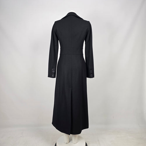 Le Château Black Wool Blend Long Fitted Coat Size XS