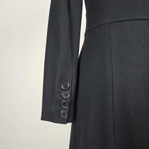 Le Château Black Wool Blend Long Fitted Coat Size XS