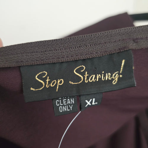 Stop Staring! Plum Purple Vintage-Inspired Wiggle Midi Dress - Size M/L