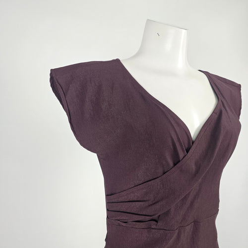 Stop Staring! Plum Purple Vintage-Inspired Wiggle Midi Dress - Size M/L
