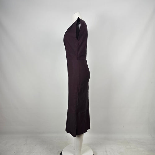 Stop Staring! Plum Purple Vintage-Inspired Wiggle Midi Dress - Size M/L