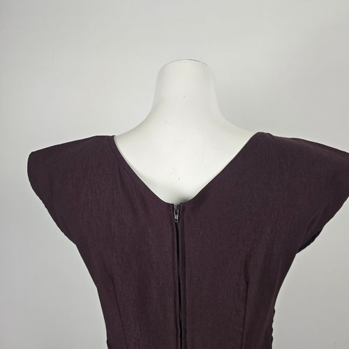 Stop Staring! Plum Purple Vintage-Inspired Wiggle Midi Dress - Size M/L