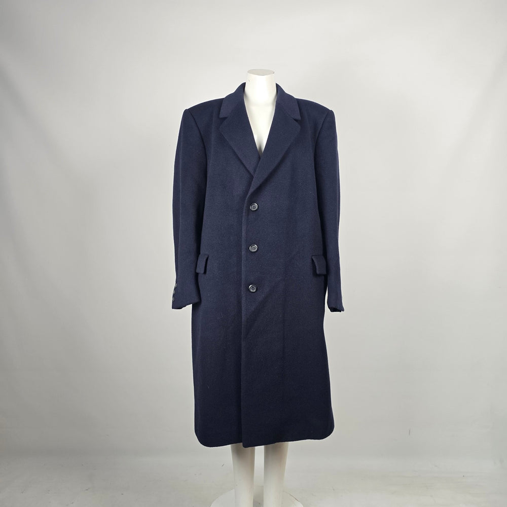 Boulevard Club Navy Wool Cashmere Boyfriend Fit Long Overcoat Size 16
