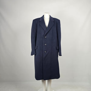 Boulevard Club Navy Wool Cashmere Boyfriend Fit Long Overcoat Size 16