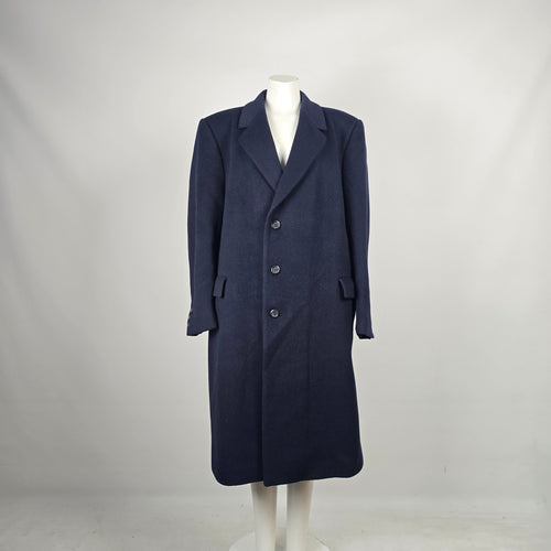 Boulevard Club Navy Wool Cashmere Boyfriend Fit Long Overcoat Size 16