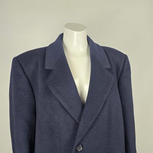 Boulevard Club Navy Wool Cashmere Boyfriend Fit Long Overcoat Size 16