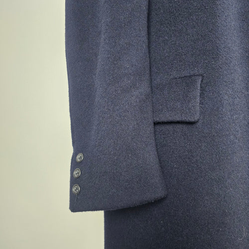 Boulevard Club Navy Wool Cashmere Boyfriend Fit Long Overcoat Size 16