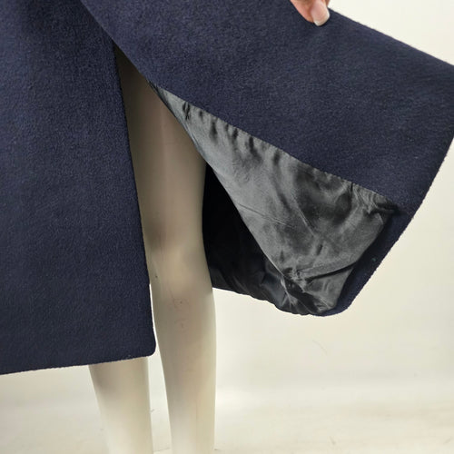 Boulevard Club Navy Wool Cashmere Boyfriend Fit Long Overcoat Size 16