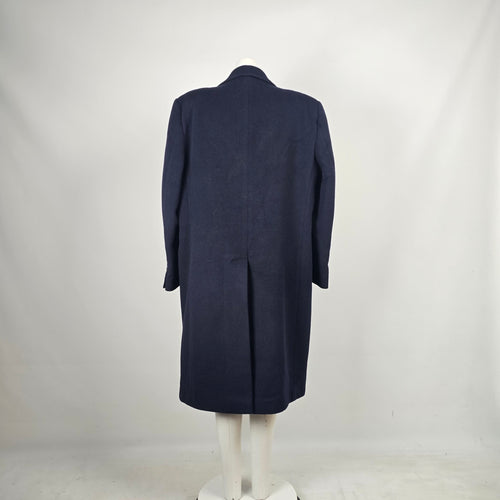 Boulevard Club Navy Wool Cashmere Boyfriend Fit Long Overcoat Size 16