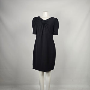 DKNY Black Twist Front Puff Sleeve Sheath Dress Size 12 NWT