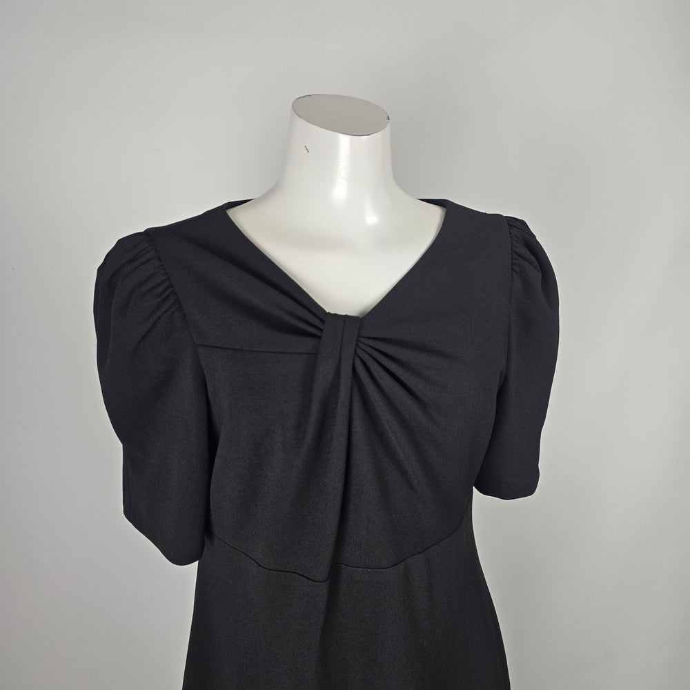 DKNY Black Twist Front Puff Sleeve Sheath Dress Size 12 NWT
