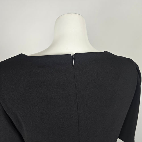 DKNY Black Twist Front Puff Sleeve Sheath Dress Size 12 NWT
