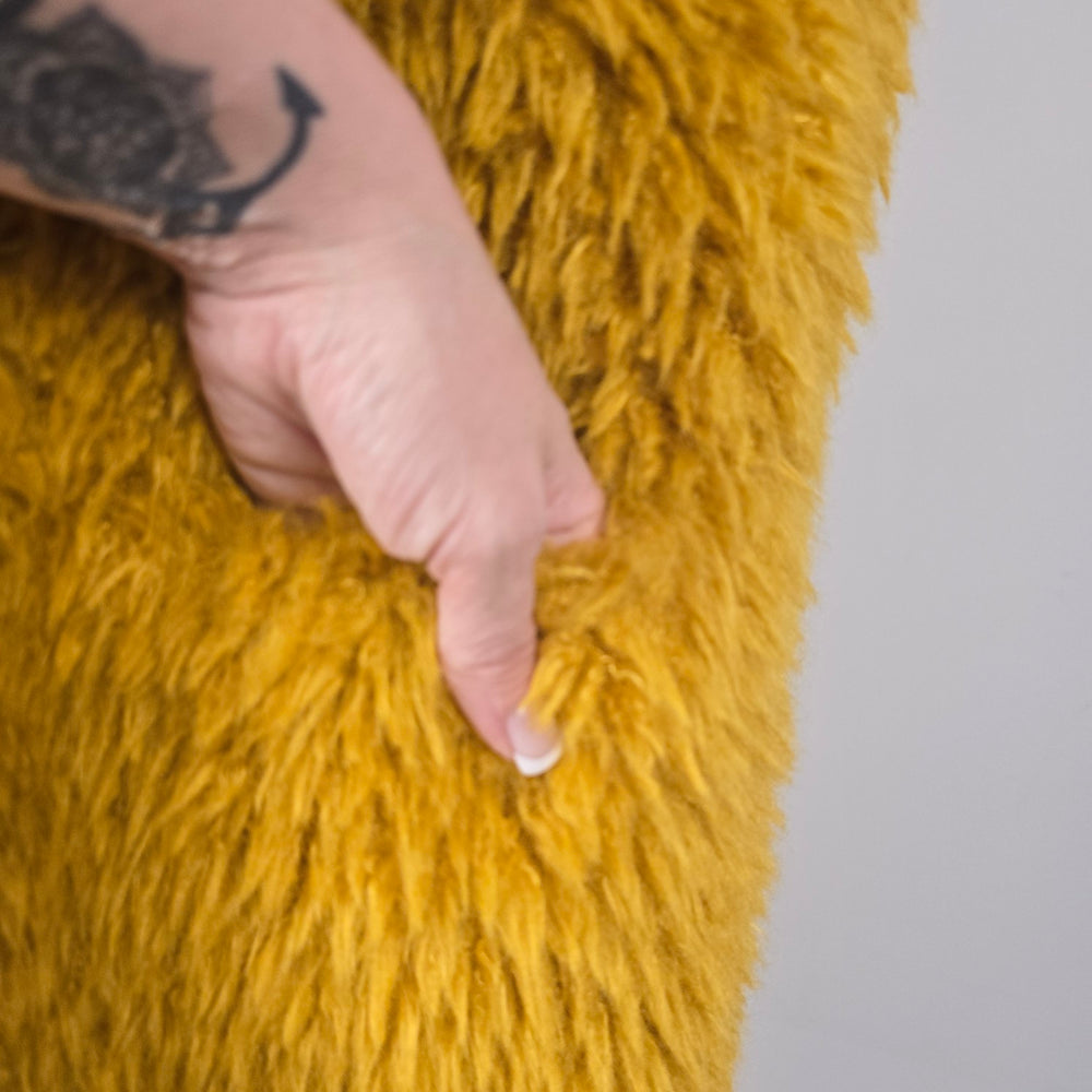 Betsey Johnson Mustard Yellow Shaggy Faux Fur Long Vest - Size M/L